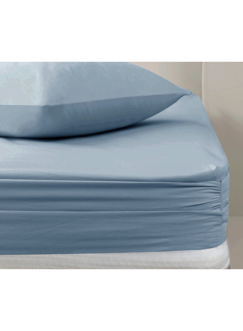 Relax Premium Luxury Bed Sheet Set – Extra Soft & Breathable & Skin-Friendly Fitted Sheet with Deep Elastic Pockets, 2 Pillowcase & 1 Fitted Sheet Included, Elegant Baby Blue , 180x200 cm - Image 3